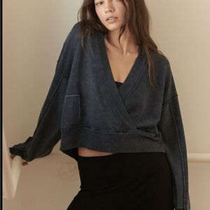 Free people Dark Blue Wrap Sweater